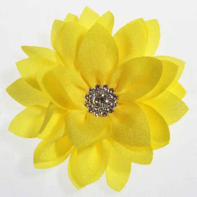 Yellow 10 шт. 8,5 см 3,4 дюйма Новорожденные листья лотоса цветы со стразами для повязки на голову искусственная цветочная ткань для волос аксессуары - Цвет: Yellow