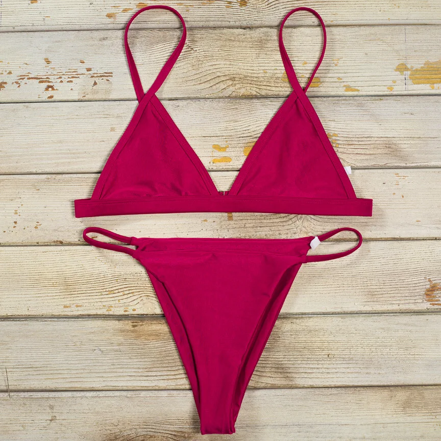 XL Плюс большой размер комплект бикини сексуальный купальник женский однотонный