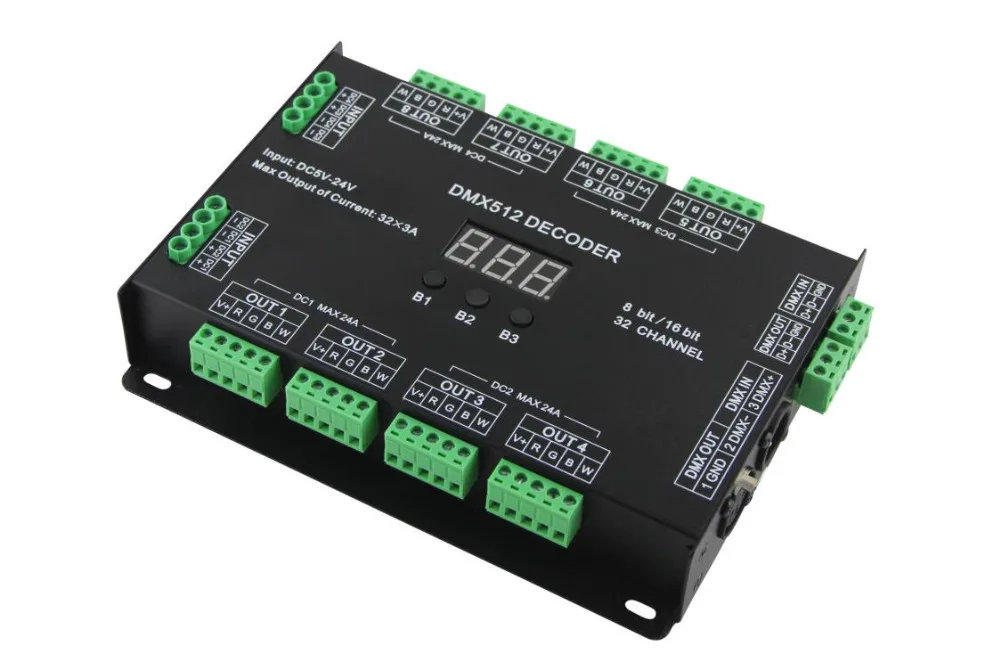 32 канальный 96A RGBW DMX 512 светодиодный декодер контроллер Резьбовая Светодиодная