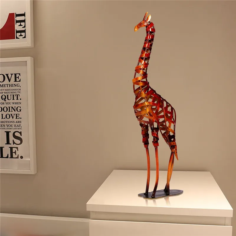 

51CM Metal Figurine Iron Braided Giraffe Vintage Home Decor Giraffe Handicrafts Home Decoration Accessories 491