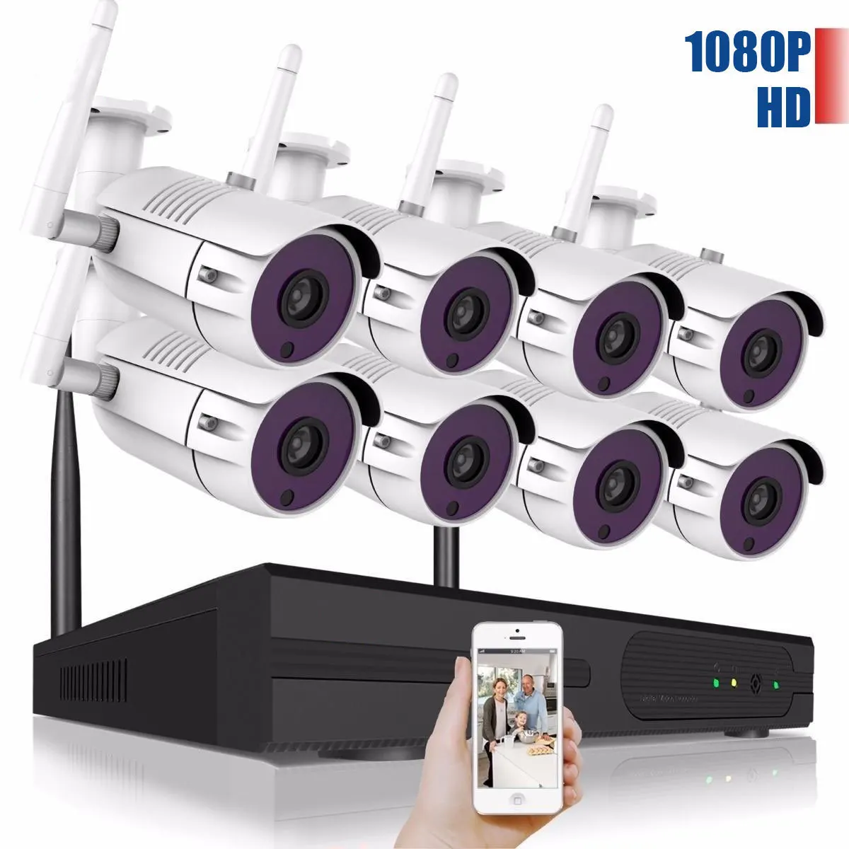 Беспроводная система видеонаблюдения Full HD 1080P 8 каналов 2 МП IP-камера Wi-Fi |