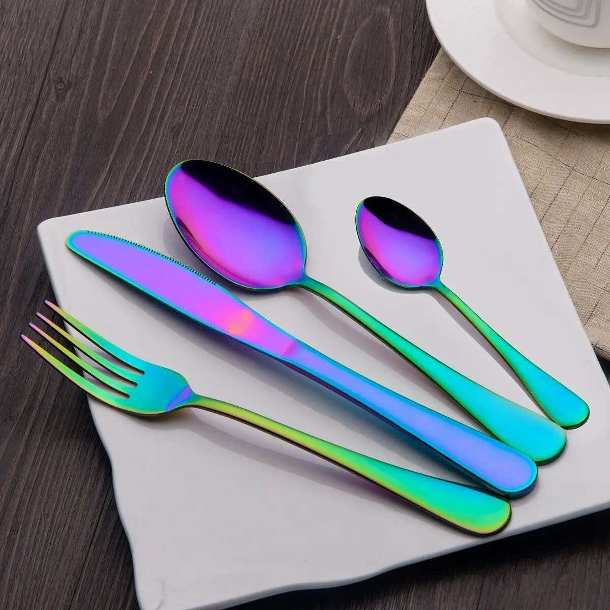 Набор радужных столовых приборов из нержавеющей стали вилки посуда (2 набора (8
