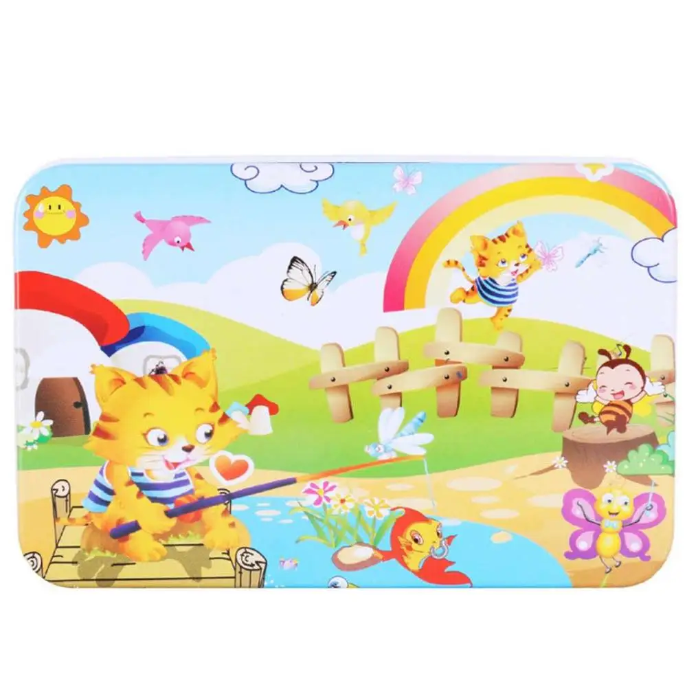 22,5*14 см 60 шт./компл. деревянный мультфильм 3D игрушки 3D деревянные головоломки железный ящик посылка головоломки для детей Монтессори детские развивающие игрушки, игрушки для детей - Цвет: Бургундия