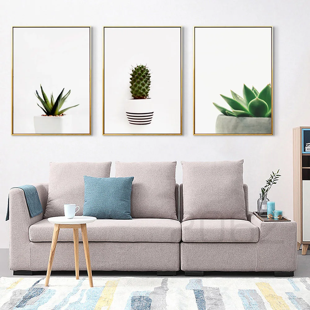 Зеленые суккулентные растения кактус современные скандинавские плакаты и