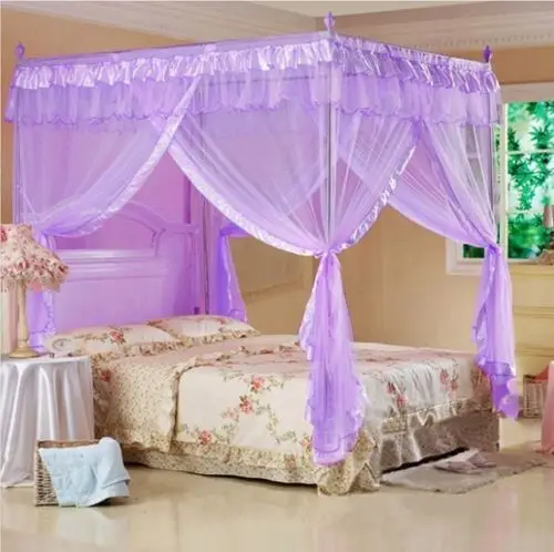 4 угловой Навес занавеска для кровати москитная сетка двойной XL полный размер Queen