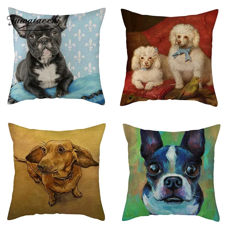 Льняная наволочка для подушки Fuwatacchi с изображением милой собаки Мак корги Хаски