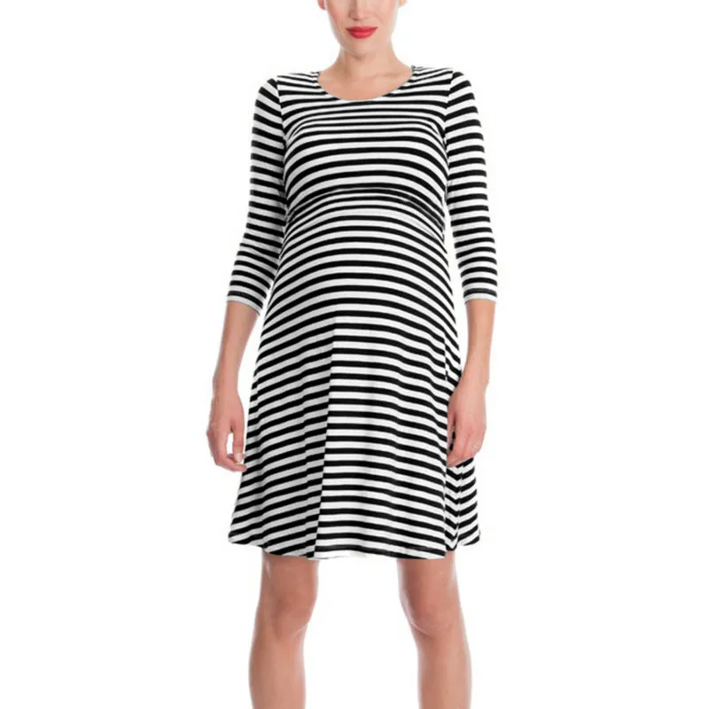 2018 чистый хлопок в полоску для беременных кормящих женщин платье пижамы | Мать и