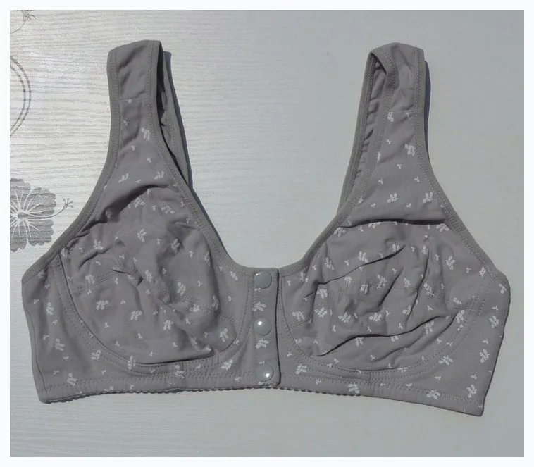 Хлопковое нижнее белье с 3 пуговицами спереди бюстгальтер мягкий женский большой