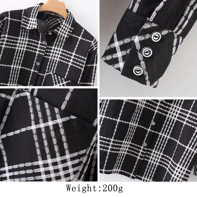 Женские рубашки в клетку Bella Philosophy Длинные свободные винтажные с отложным