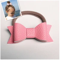 new pu leather 16cm bands hair bows elastic hair bands shinning synthetic leather headbands top quality 15 colors kids rose gold