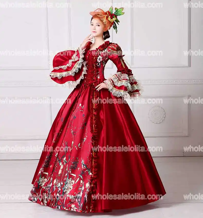 Брендовое Новое красное кружевное платье с принтом Marie Антуанетты Southern Belle