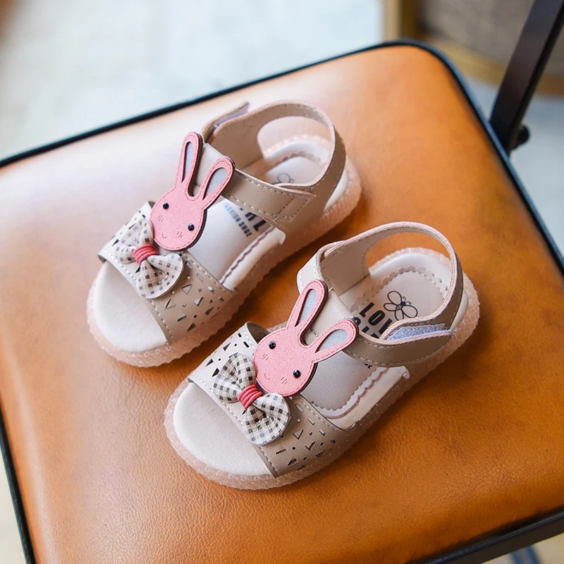 2019 г. летние розовые модные мягкие сандалии с милым кроликом для девочек