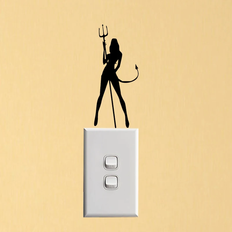 Озорной дьявола женщины сексуальные наклейки на стену Спальня виниловая