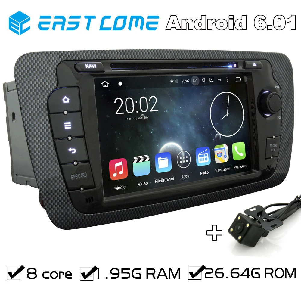 Автомобильный DVD Automotivo 2 Din с восьмиядерным процессором Android 6 01 для Seat Ibiza 2009 2010 2011