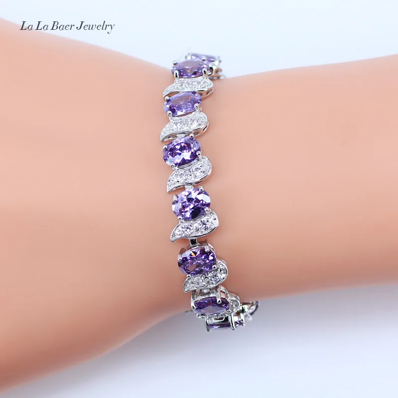 L & B лучший свадебный подарок Фиолетовый Кристалл белый циркон ювелирные наборы