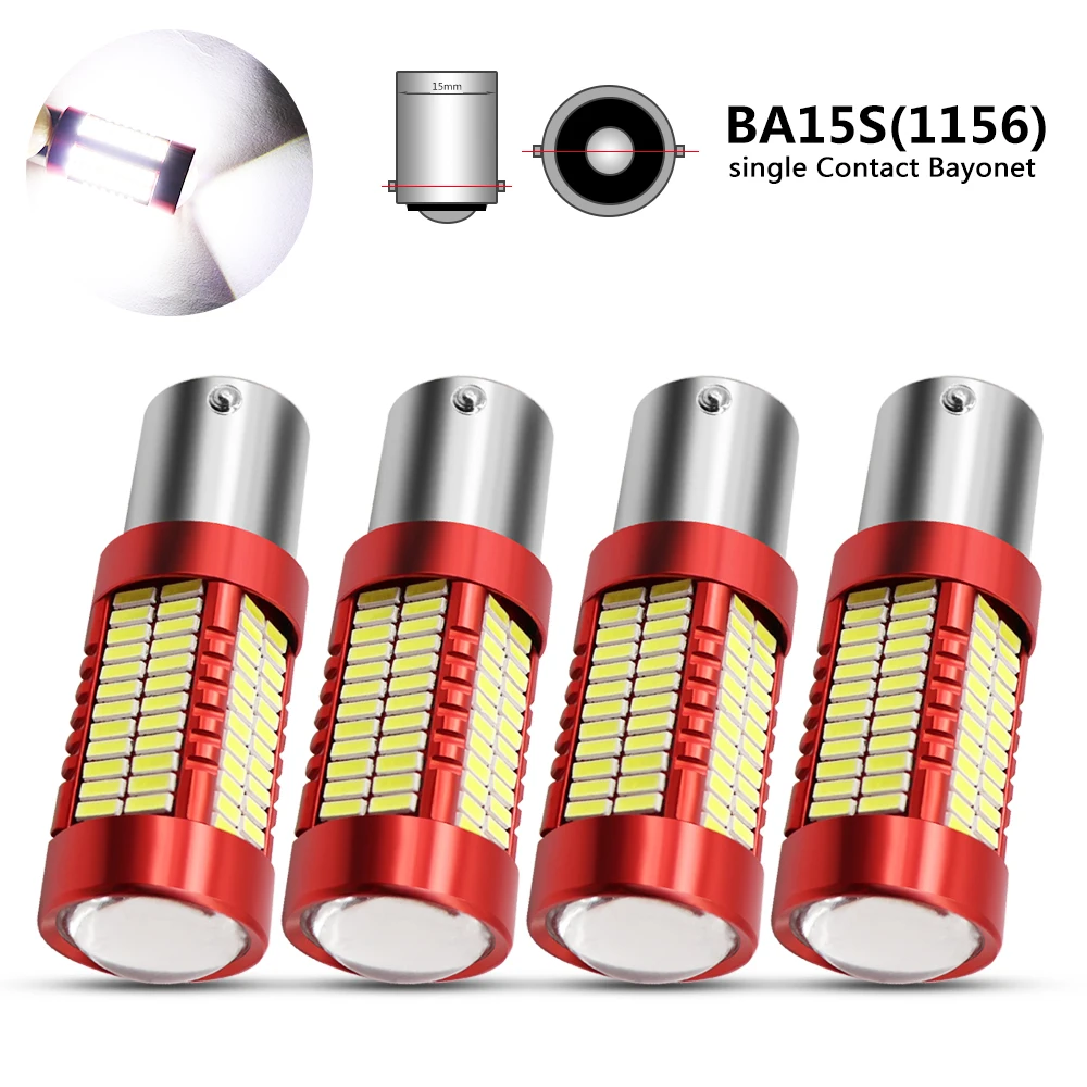 4 шт. BA15S 1156 P21W S25 светодиодный лампы 106 чипов 4014 SMD белый автомобильный внешний DRL