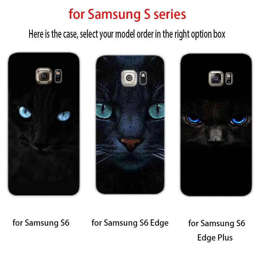 Черный мягкий чехол с кошачьими глазами для Samsung Galaxy S7 Edge S8 S9 S10 S11 S20 S21 Plus Lite E Ultra |