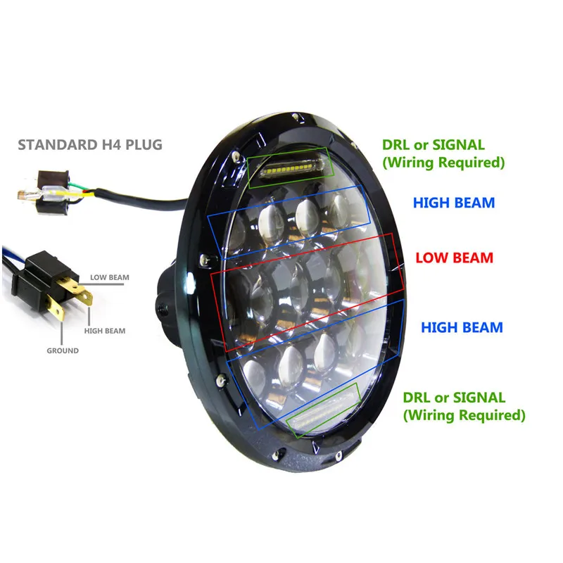 Конкурентоспособная цена 7 &quotсветодиодные фары J eep 75w 12V 24V круглые светодиодные