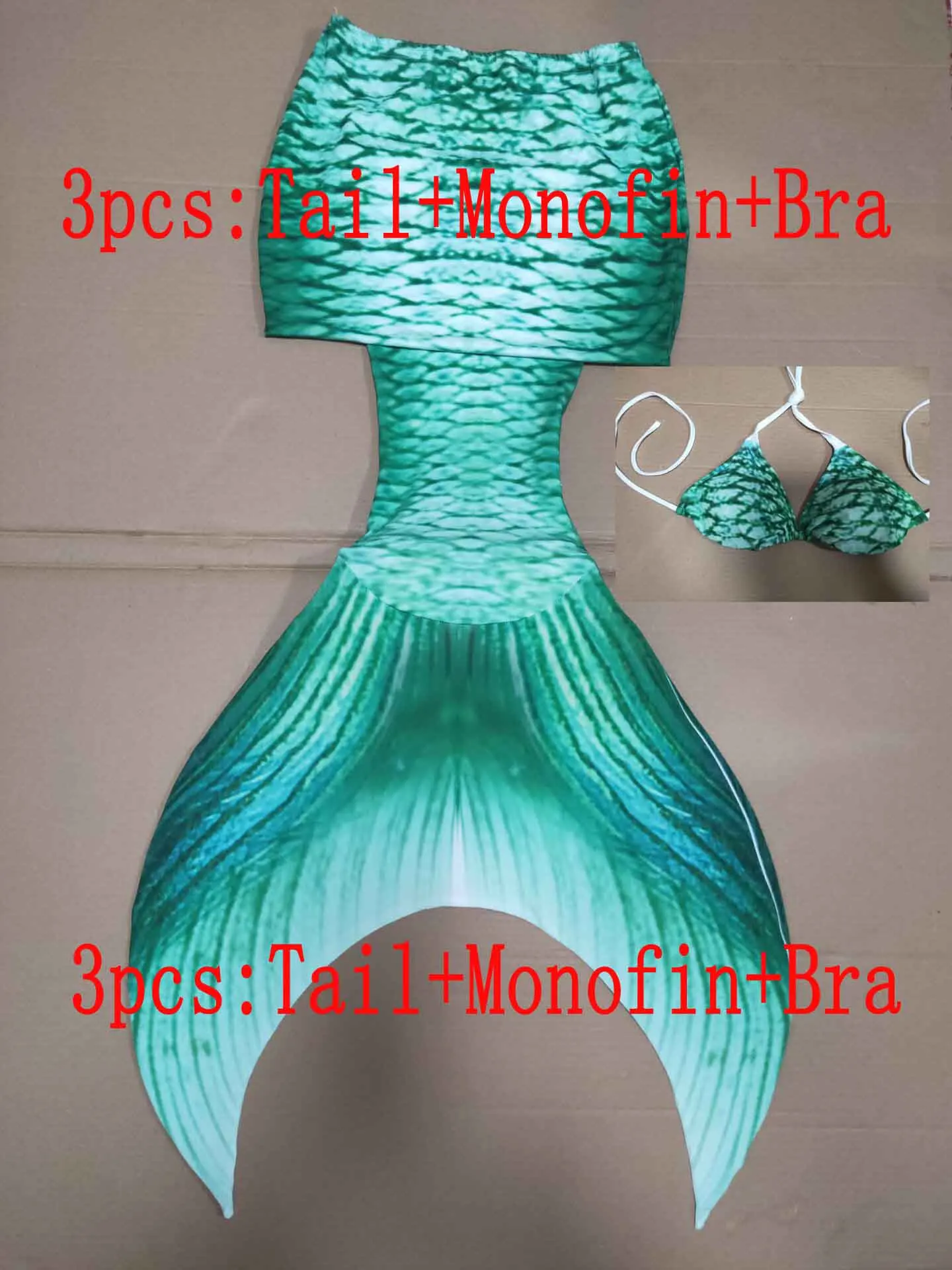 3pcsBra Tail Monofin Женский купальник для взрослых, хвост русалки, для плавания, с филппером, монофин, купальный костюм для девочек, детский и взрослый костюм бикини - Цвет: 3pcsBra Tail Monofin