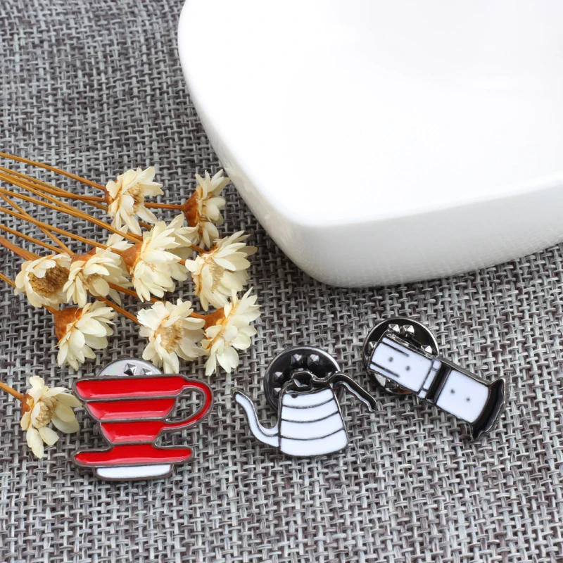 Shshd мини горшок эмаль булавки ручной Дырокол фильтр чаша кофе брошь значки куртки