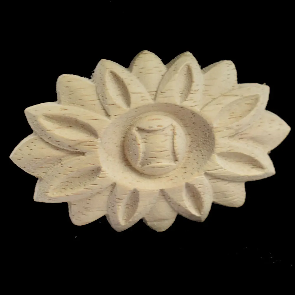 Круглая деревянная резная аппликация длинная Неокрашенная рамка дверь