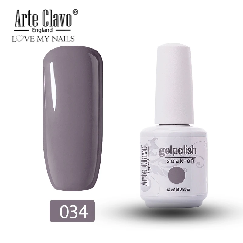 Arte Clavo Soak Off УФ-гель для ногтей 15 мл серый темный цвет Гель-лак для нейл-арта лак для ногтей гель лак Lucky Gel Nails - Цвет: 034