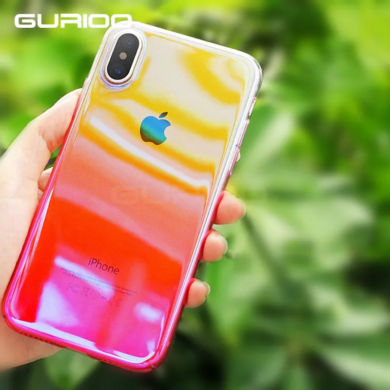 GURIOO градиент голубое освещение чехол для iPhone X 10 покрытие Цвет крышка чехлы