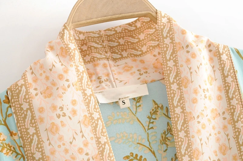 Boho шикарное летнее винтажное кимоно с цветочным принтом для женщин Модный кардиган с поясом пляжные блузки рубашки Blusas Mujer