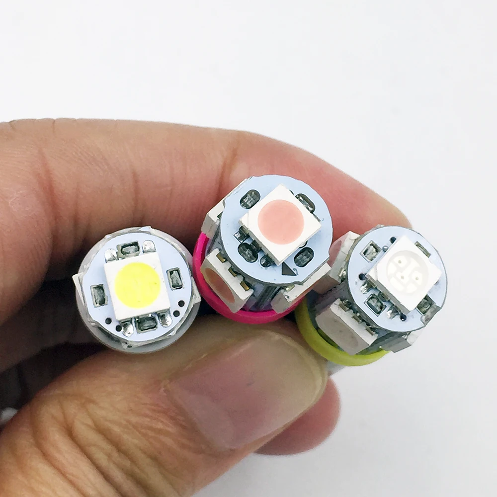 YSY 100pcs BA9S 5SMD LED 5smd 5led Car Indicator Light Interior Bulbs Wedge Lamp 5050 DC12V/24V White blue red Color | Автомобили и