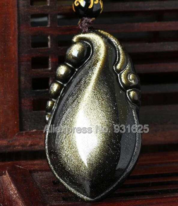 Красивый натуральный Золотой обсидиан ручной работы китайские счастливые бусы