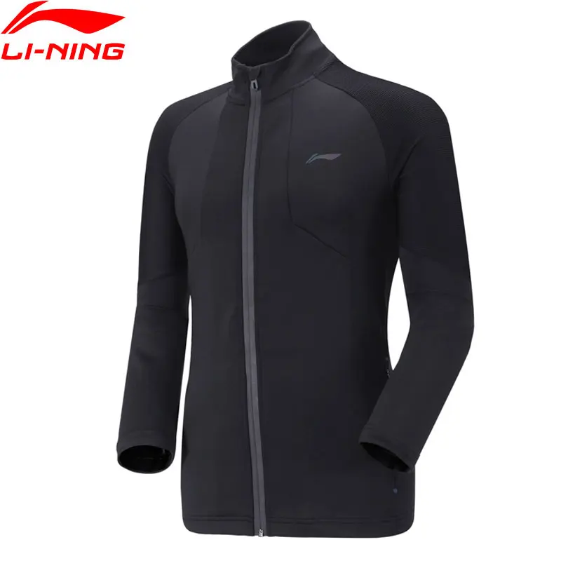 Li-Ning Мужская серия бадминтон, куртки, обычная посадка 86% полиэстер 12% спандекс, черная подкладка, спортивный свитер на молнии AWDN953 MWW1523
