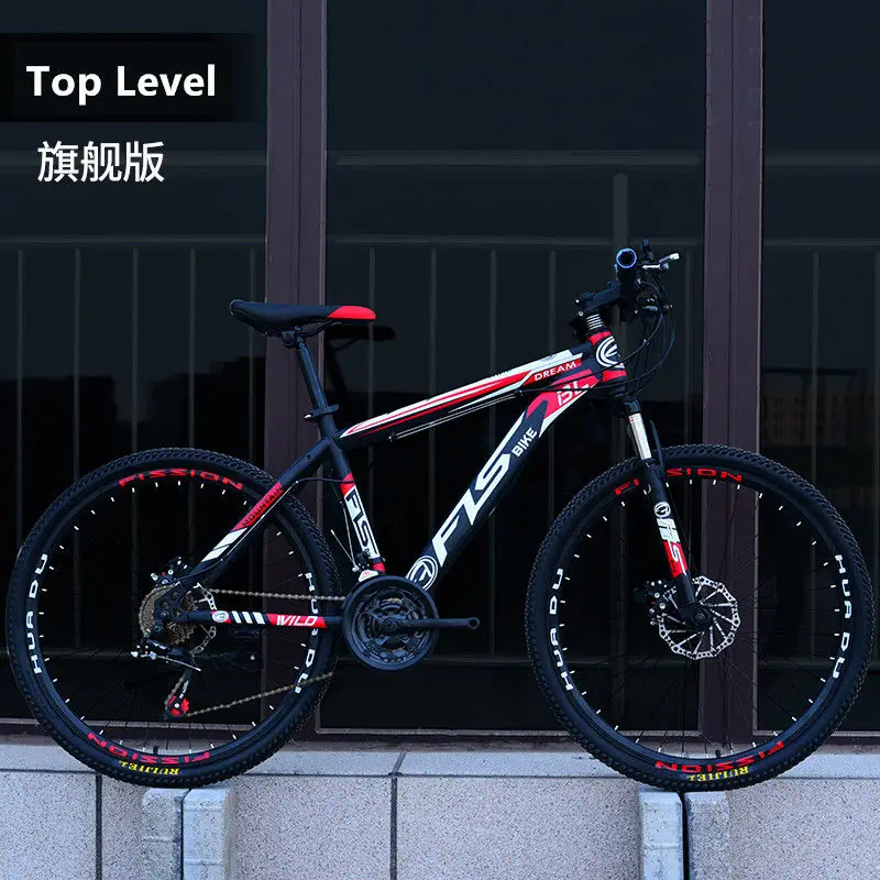 Top Black Red Бренд, рама из углеродистой стали для горного велосипеда, 24/26 дюймов, колеса, 27 скоростей, двойной дисковый тормоз, велосипедный спорт на открытом воздухе, горные велосипеды - Цвет: Top Black Red