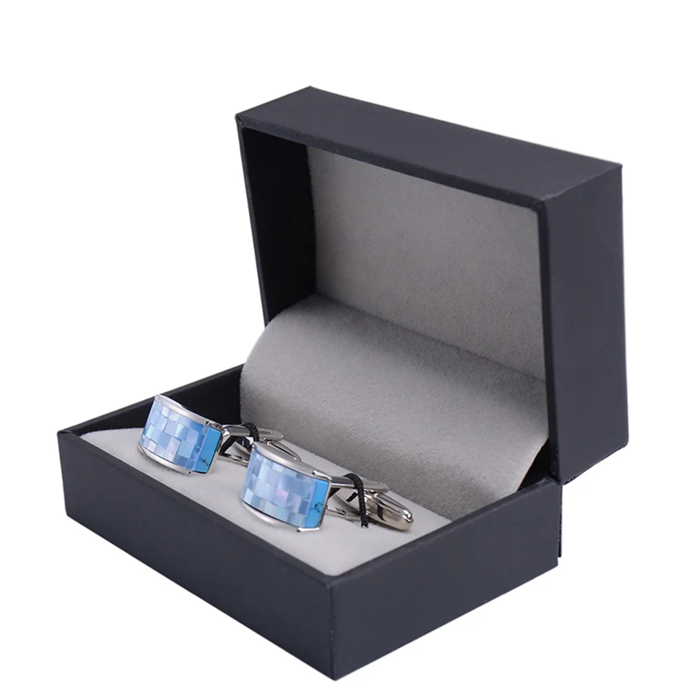Men's and women's unique father of the bride designer best man French shirt square blue shell cufflinks | Украшения и