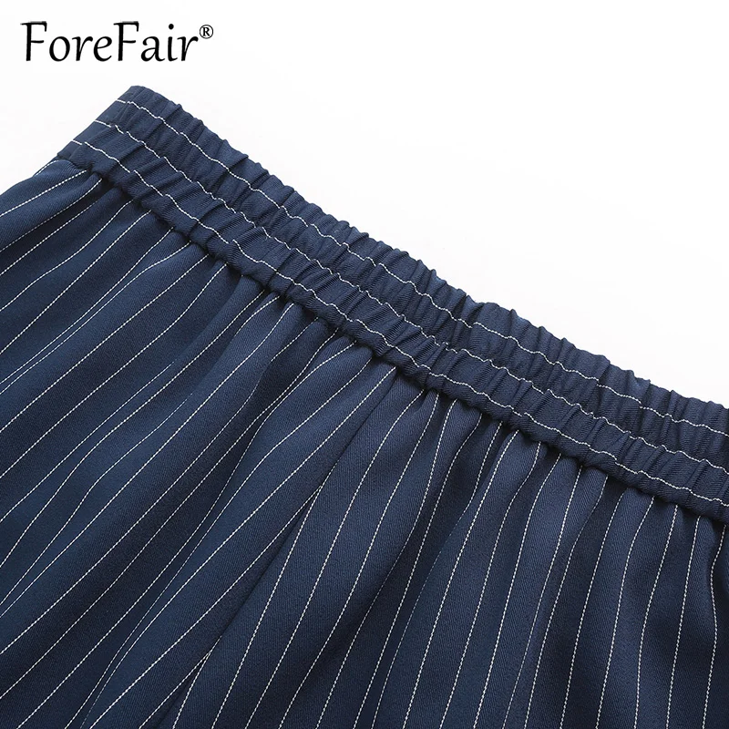 Forefair новинка 2018 полосатые повседневные штаны шаровары женские брюки темно синие