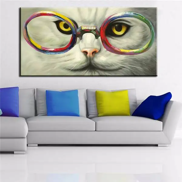 

2016 Sale Cuadros Decoracion Free Shipping Prints Canvas Painting Wall Art Picture Printed On For Cat Wearing Glasses