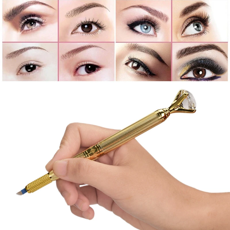 3D бровь Вышивание Татуировка ручка-держатель игл Microblading татуировка бровей и губ ручка с кристаллами алмаз Перманентная Татуировка аксессуары