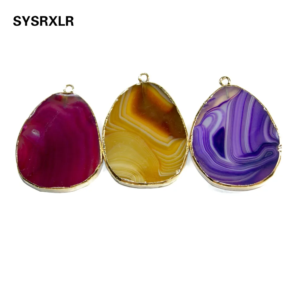 Оптовая продажа 1 шт. 3 цвета овальной уникальной формы Золотой Агат покрытием