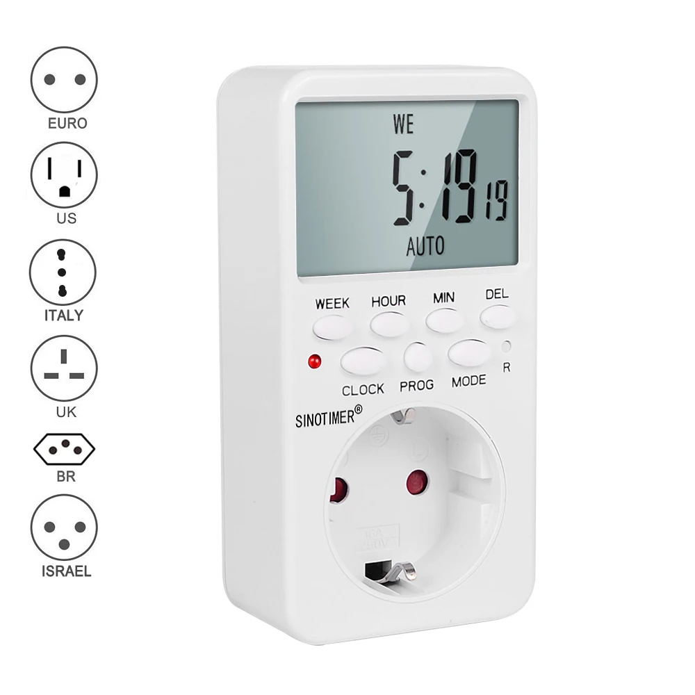 EU UK BR Plug Outlet Electronic Digital Timer Socket with Timer 220V AC Socket Timer Plug Time Relay Switch Control Programmable 1pc lcd display switch weekly programmable electronic relay time switch timer