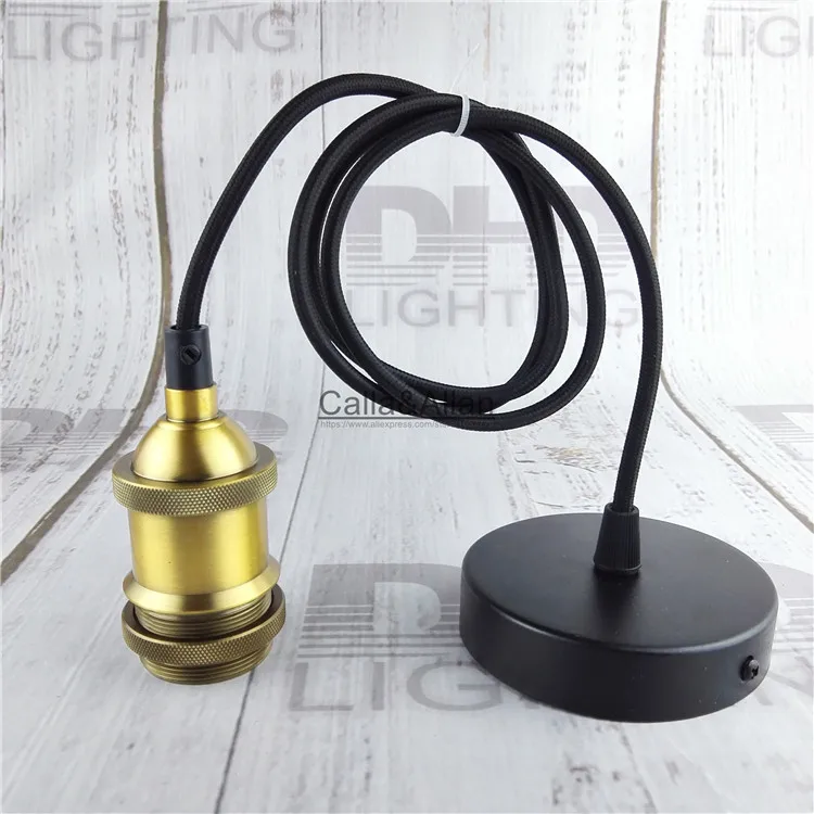 Бесплатная доставка матовая латунь DIY подвесной светильник с проводом E27