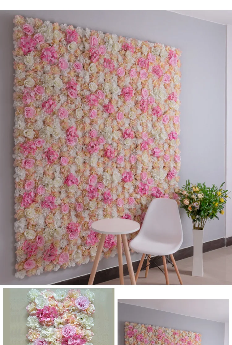 40X60 см искусственные шелковые розы гортензии цветок стены Свадебные украшения панели День Святого Валентина вечерние украшения поддельные цветы