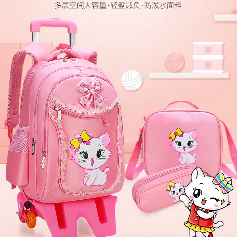 Съемные школьные ранцы для девочек детские рюкзаки на колесиках книг дорожные