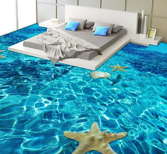 

[Self-Adhesive] 3D Shiny Blue Sea 2 Non-slip Waterproof Photo Self-Adhesive Floor Mural Sticker WallPaper Murals Print Decal