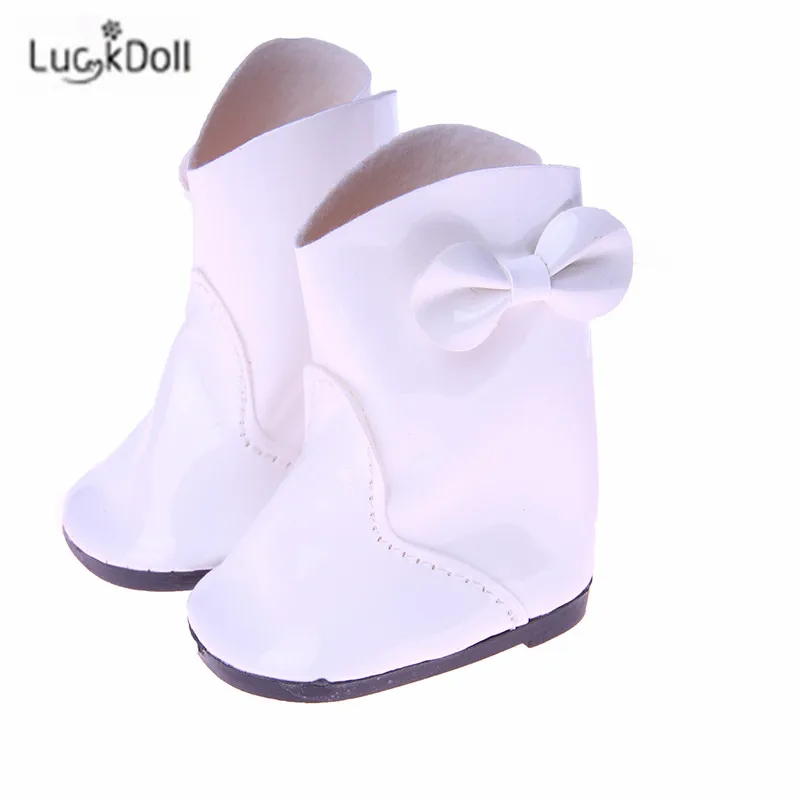Модные белые кожаные ботинки LUCKDOLL подходит для 18 дюймовых американских кукол