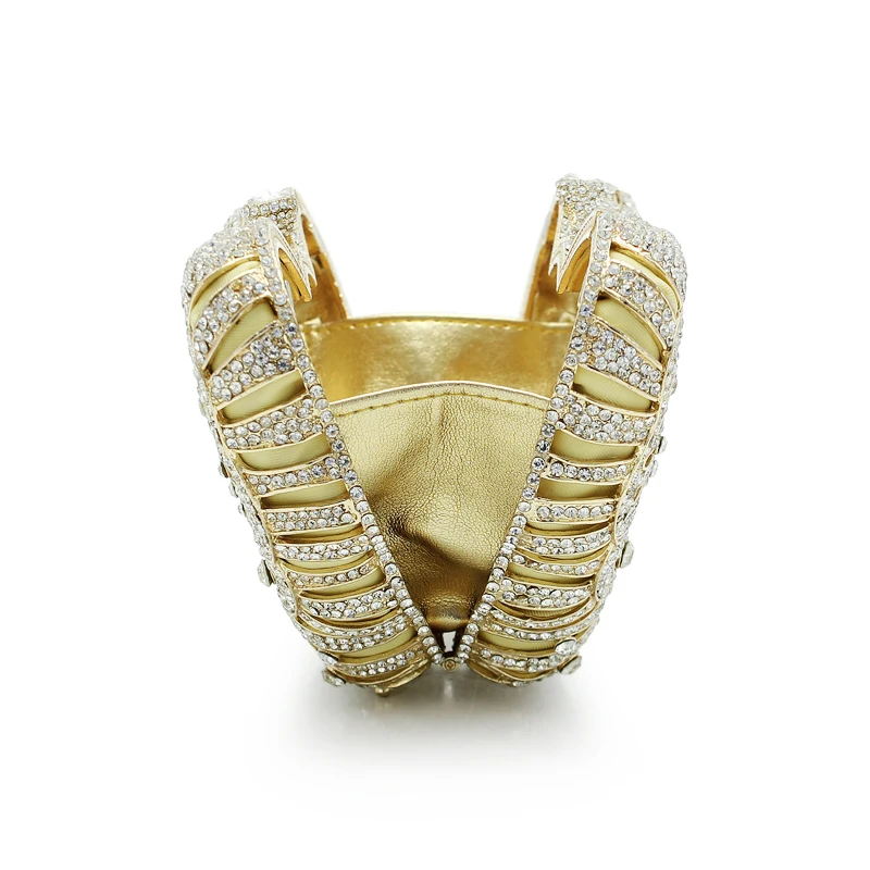 Сумка женская блестящая с кристаллами золотистого цвета для свадебной вечеринки