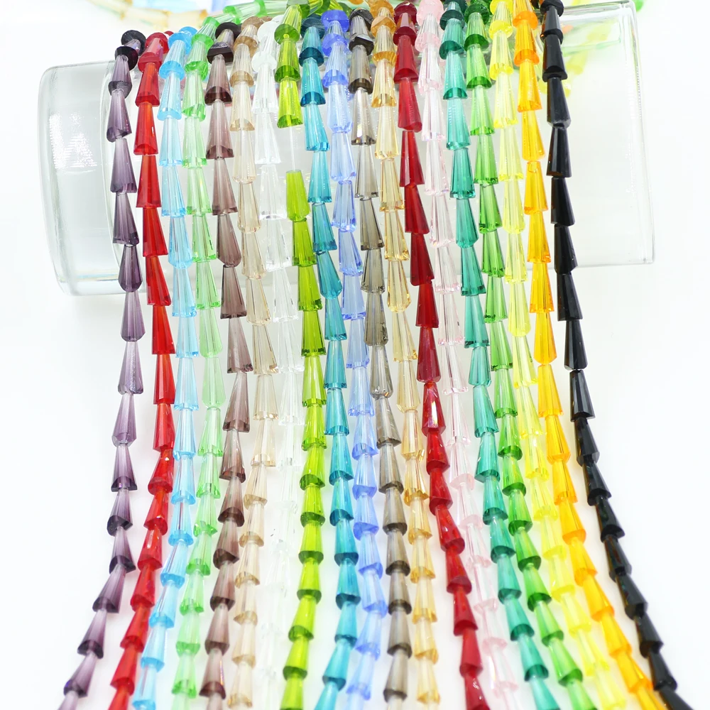 

ZHUBI 48pcs Austria Crystal Tower Beads 6x12/8x16mm Wholesale Glass Spacer Pagoda Tube Beads For DIY Making Curtain Beadswork