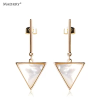 madrry personality shell long dangle earrings for women triangle gold color oorbellen for banquet femmes gothic steampunk joyas