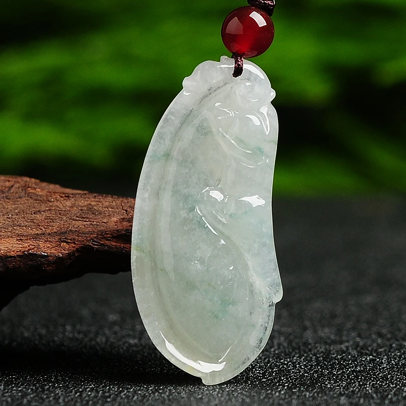 Бледно зеленый цветок изумруд подвеска Pixiu fu Дыня Подвеска Из бирманского