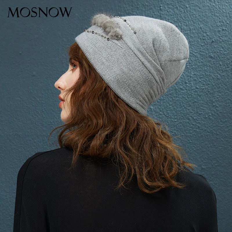 Новинка 2019 брендовые зимние шапки с мехом норки и стразы для женщин элегантная