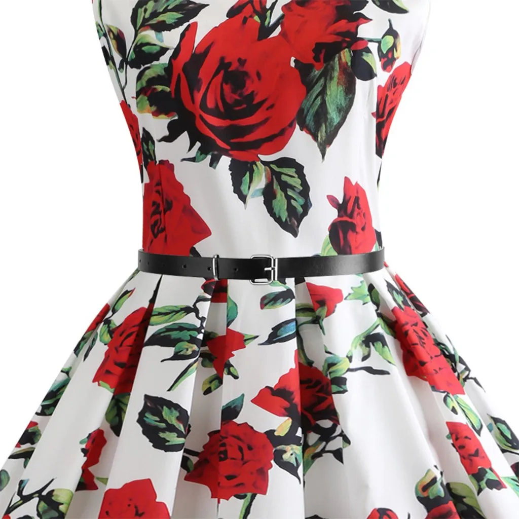 Женское винтажное платье с короткими рукавами и принтом повседневное вечернее