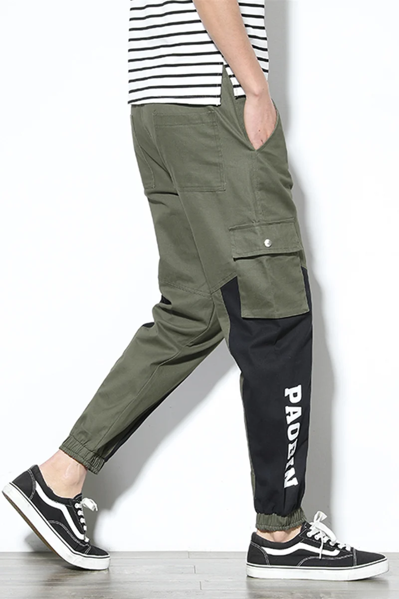 Fashion New Beam Pants Men's Ankle Length 100% Cotton Casual High Quality Large Size Elastic Waist Tooling Trousers | Мужская одежда